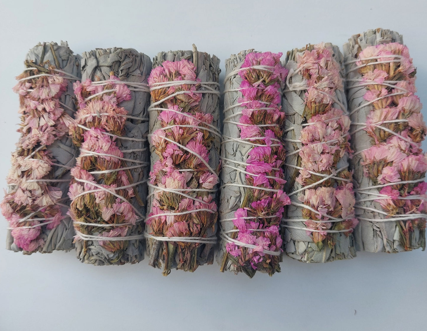 Pink Statice  Flower White Sage Smudge