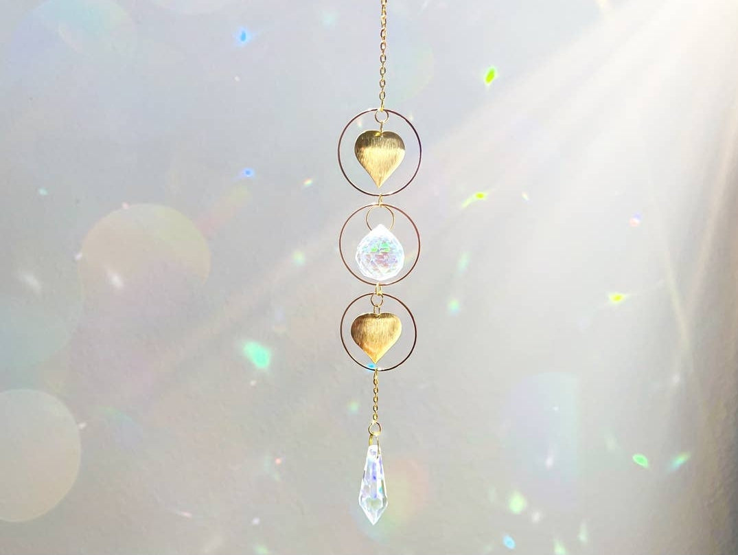 Heart Crystal Suncatcher Rainbow Prism